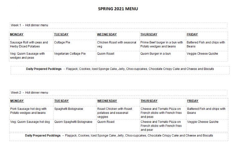 Lunch Menu - Croyland Primary School